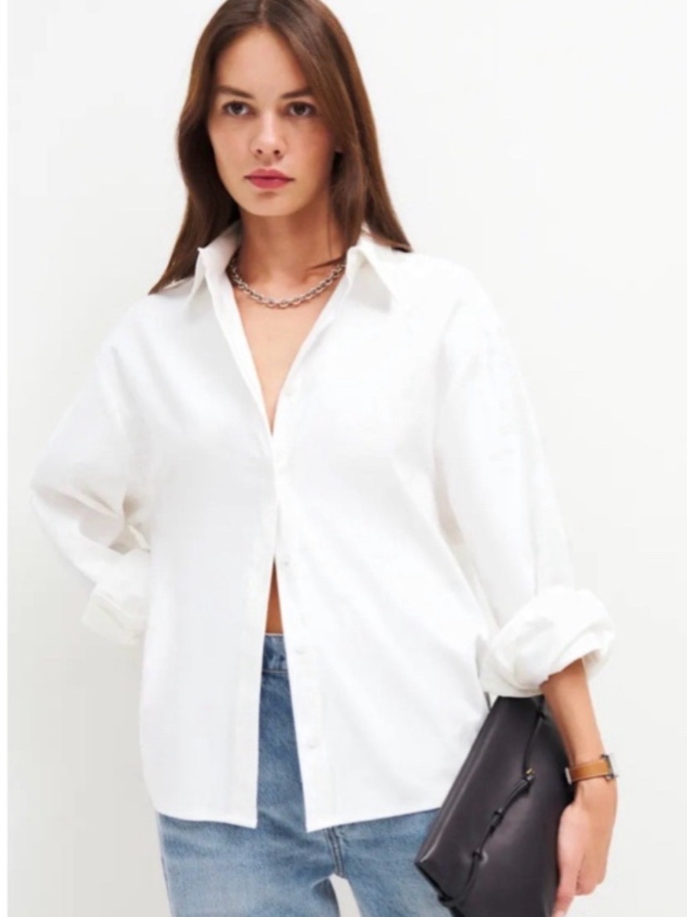 Reformation Andy white shirt cotton oversized